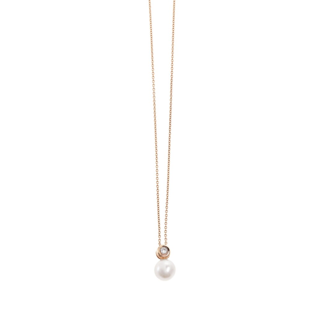 Double Face Pearl and Diamond Necklace