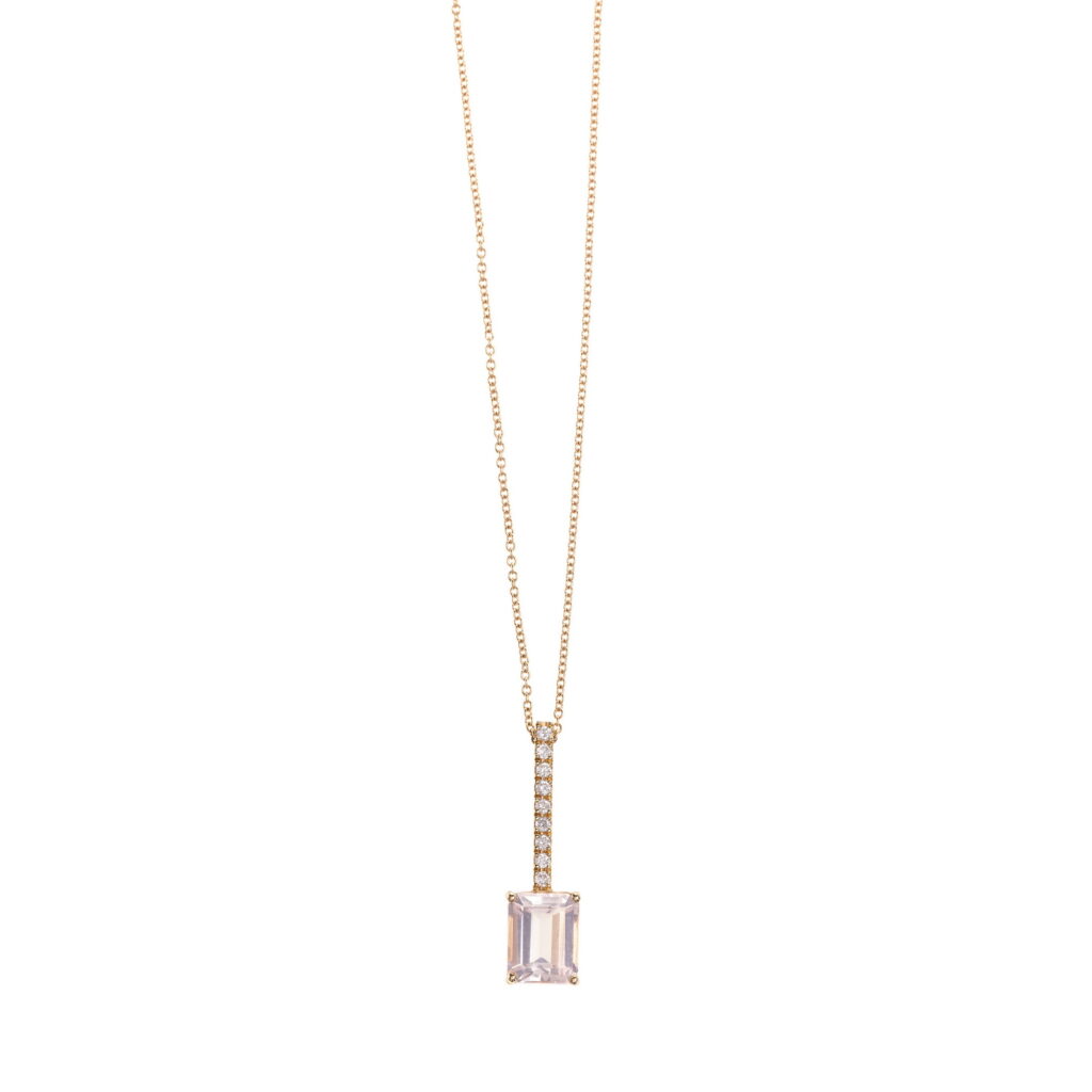 Pink Quartz and Diamond Necklace