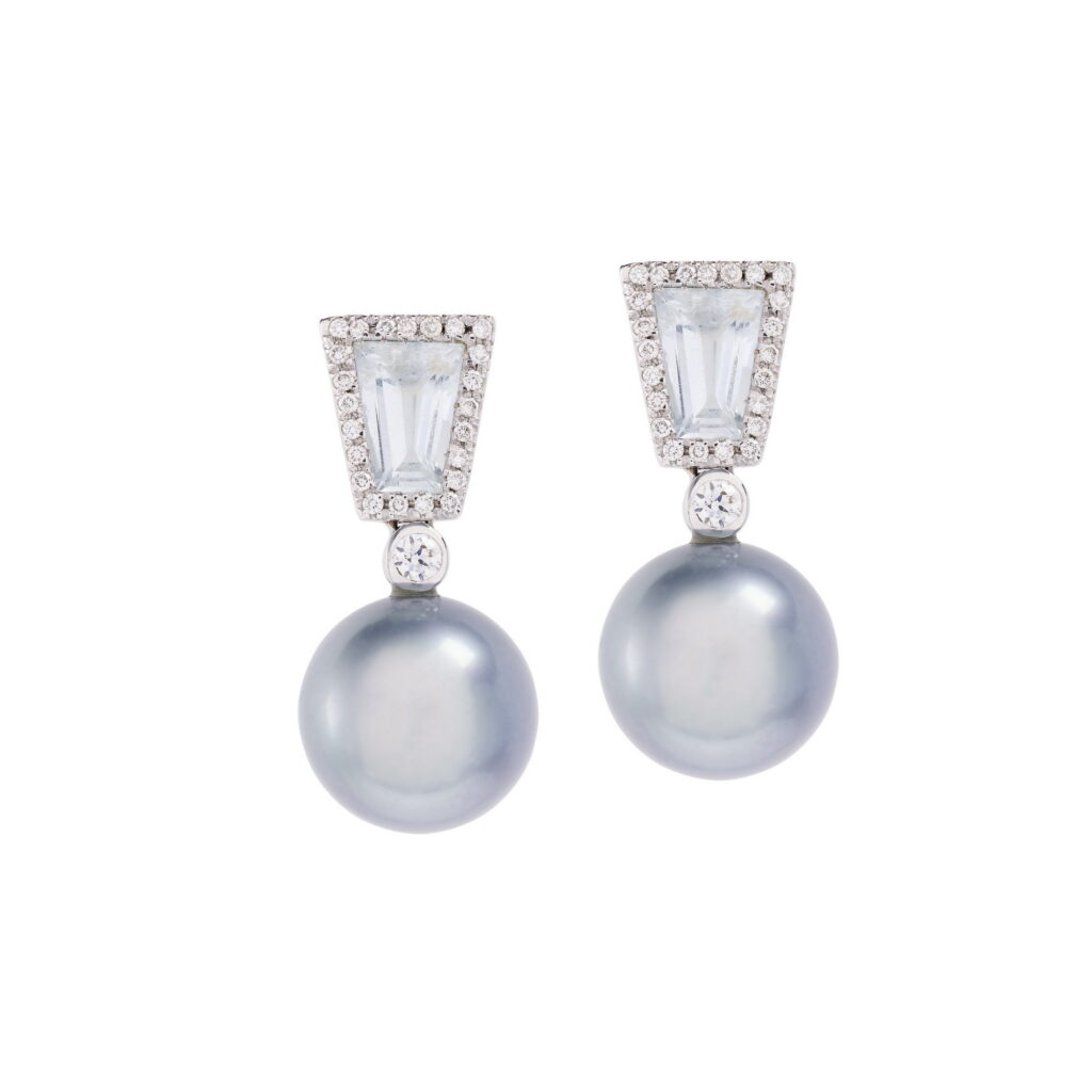 Pearl and Aquamarine Earrings