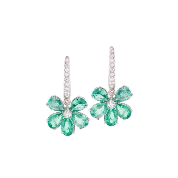 Emerald Bloom: Diamond & Emerald Hoop Earrings